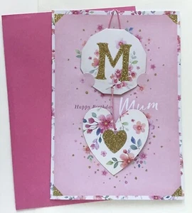 NEW LARGE MUM BIRTHDAY CARD WITH HANGING KEEPSAKE “HAPPY BIRTHDAY MUM” - Picture 1 of 8