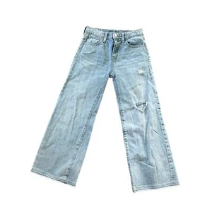 Old Navy Girls High Rise Wide Leg Distressed Jeans Lightwash Size 12 - Picture 1 of 6