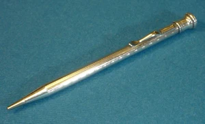 Lápiz propulsor vintage de por vida bellamente decorado de plata de ley maciza - Imagen 1 de 12