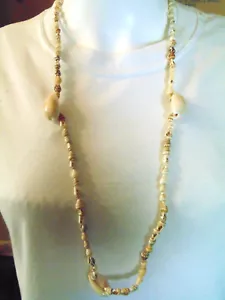Collar Artesanal Concha Marina 16" Largo Beige Playa Concha Mar Estilo Náutico Océano - Imagen 1 de 4