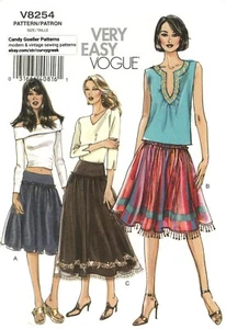 Vogue V8254 Yoked Skirt w Gathered Lower Section, Fringe Trim Option Sz 12-18 UC - Picture 1 of 4