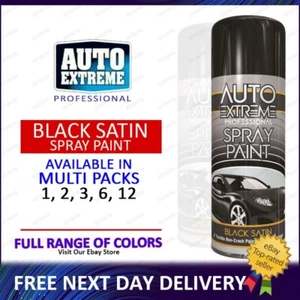 Spray Paint Aerosol Auto Car Black Satin Van Bike Wood Plastic Metal 400ml-1to12 - Picture 1 of 6