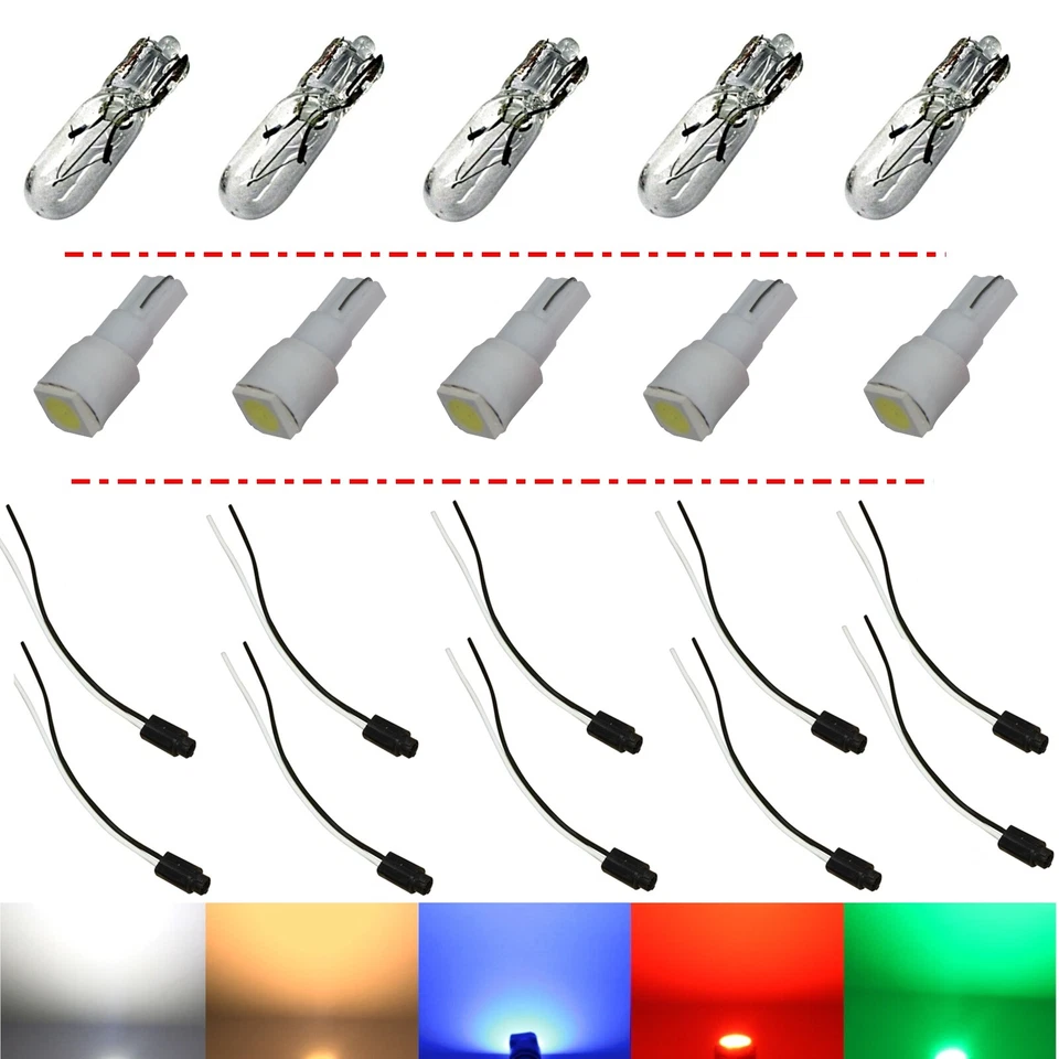 10 X LED T5 Conector De Conexión W1.2W Portalámparas Portalámparas KFZ W2.3W 12V - Imagen 1 de 1