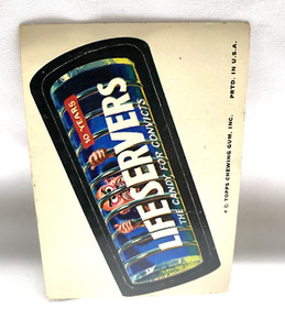 1974 Original Wacky Packages 10th Series "LIFE SERVERS" Sticker Card.