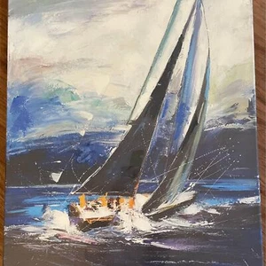 24X36 inch Yatch Painting Print Ready to Hang - Picture 1 of 2