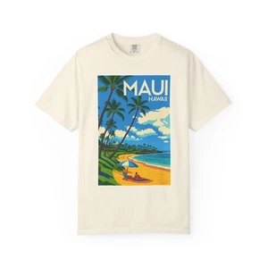 Retro Maui Hawaii Tee Beach Lover Vintage Casual Summer Shirt - Picture 1 of 49