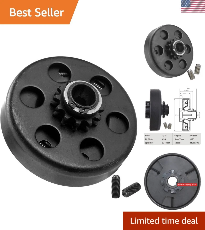 FDJ Go Kart/mini Bike Clutch 3/4 Bore 35 Chain 12 Tooth