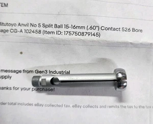Mitutoyo Anvil No 5 Split Ball 15-16mm (.60") Contact 526 Bore Gage CG-A 102458 - Picture 1 of 2