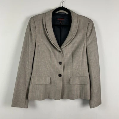 Chaqueta Blazer Escada Talla 40 EE. UU. Mediana Lana Mezcla Seda Tres Botones Gris Multi Foto 1 de 4