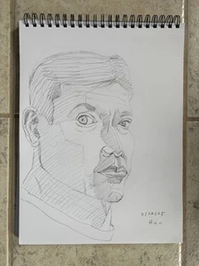 Portrait 5, Asiatisch, Mann, Original Bleistiftzeichnung, signiert, 11x15 inch, Kunst - Bild 1 von 1