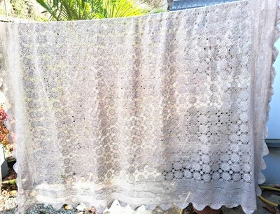 Nappe ancienne fait main crochet - 260 cm x 230 cm - Photo 1/4
