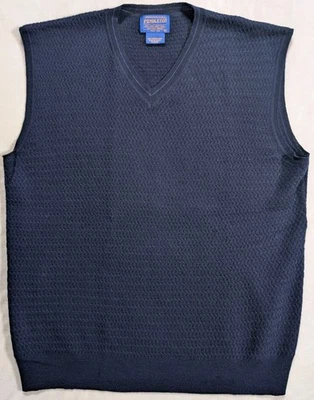 Pendleton Sweater Vest 100% Merino Wool Ribbed Knit Sweater Blue Men's XL - Image 1 of 4