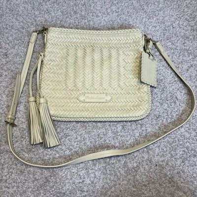 Bolso Bandolera Ralph Lauren Etiqueta Púrpura Cuero Tejido Crudo Raro Foto 1 de 4