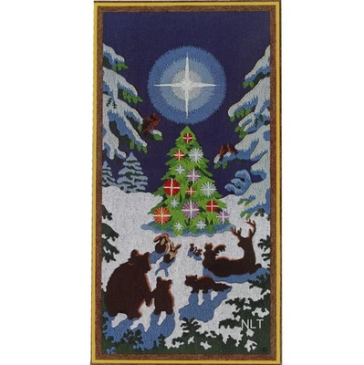 Kit Bordado Crewel Vintage Navidad Invierno Bosque Animales Ciervos Osos Conejos Foto 1 de 4