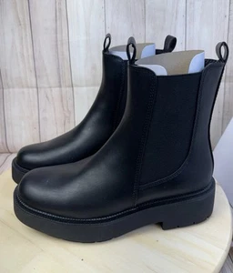 A New Day Women's Faux Leather Ankle Chelsea Boots Block Heel Memory Size 7 - Picture 1 of 10