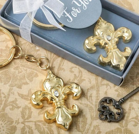 Gold Fleur De Lis Diamond Pendant Key Chain Cover