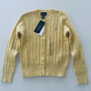 Polo Ralph Lauren Girls 7 Yellow Knit Cardigan Sweater Easter Spring NWT - Picture 1 of 4