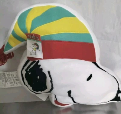Peanuts Snoopy almohada de felpa Navidad vacaciones sombrero 17 x 12 pulgadas nuevo con etiquetas 2021 Foto 1 de 4