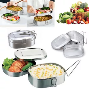 Double layer Bento Case Stainless Steel Food Fruit Picnic Lunch Box Container - Picture 1 of 11