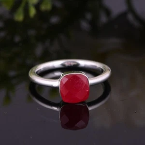Ruby Natural Corundum Gemstone 925 Sterling Silver Engagement Ring Gift For Her - Picture 1 of 6