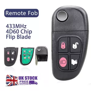 for Jaguar XJ XJR X Type S Type 4 Button Flip Remote Key Fob 433MHz UK - Picture 1 of 6