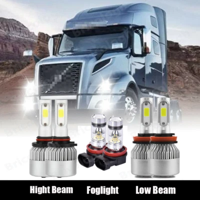 For Volvo VNL VNM 2004-2015 Combo LED Headlight High/Low Beam + Fog Light Bulbs - Image 1 of 4