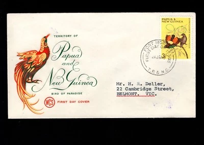 Papúa y Nueva Guinea Port Moresby 1er día 1965 aves 3 libras cubierta 5l Foto 1 de 2