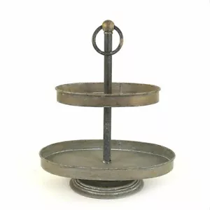 Creative CoOp Oval Metal 2Tier Tray Zinc - Picture 1 of 1