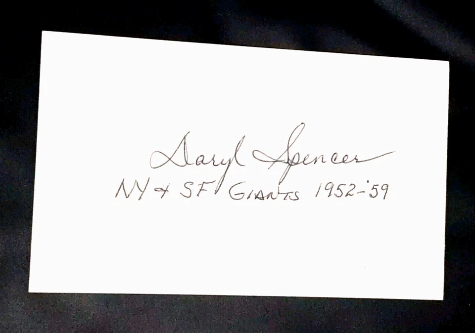 DARYL SPENCER NEW YORK S.F. GIANTS SLUGGER SIGNED AUTOGRAPHED INDEX CARD 3X5 B - Image 1 of 1