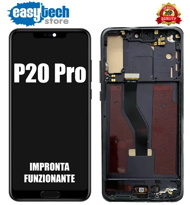 Huawei P20 Pro CLT-L09 L29 Full Size FRAME LCD Display Touch Schermo Vetro Nero - Immagine 1 di 4