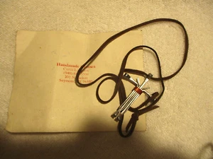 Handmade USA NAIL CROSS Necklace w/Copper Wire Wrap & Brown Leather Cord - Picture 1 of 2