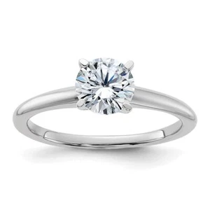 14k White Gold 1ct. Round Lab-Created Moissanite Solitaire Ring for Her Size 8 - Picture 1 of 9