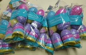72pc Glitter Colorful Fillable Plastic Easter Eggs Hunt Toys Candy Basket Decor - Picture 1 of 3