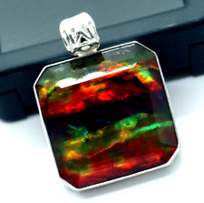 59.8 Ct Natural Lovely Ammolite Multi Colour 925 Solid Silver Pendant Gemstone