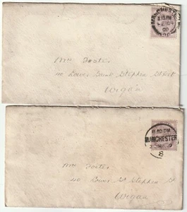 1900 x 2 HOLZ, ABRAHAMS AUGENTESTRÄUME ENVs BRILLE MANCHESTER WERBUNG - Bild 1 von 2