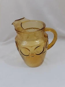 Vintage Amber Glass Coin Design pitcher - Picture 1 of 4
