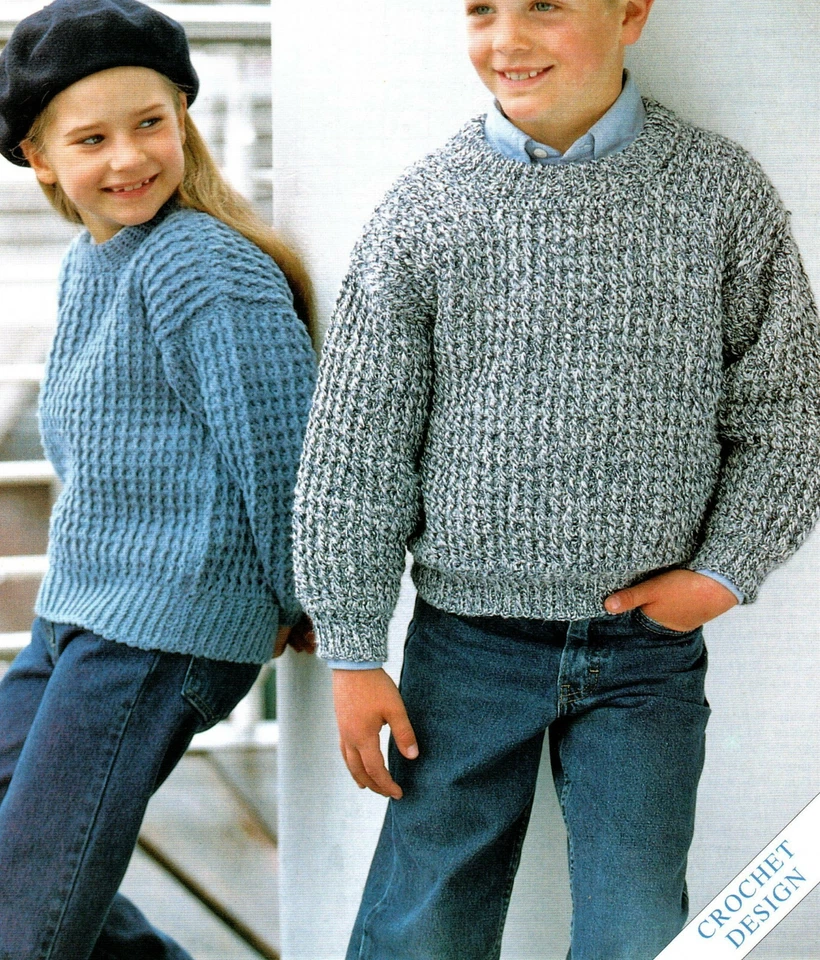 Childs Sweater DK Crochet Pattern 22-30 inch 1-10 yrs age - Image 1 of 1