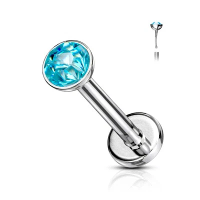 16G 6 мм, 8 мм Push Pin без резьбы Labret Tragus спираль серьги CZ кольцо 1/4 «5/16» - Изображение 1 из 2