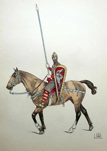 NORMANDISCHER RITTER des 11. Jahrhunderts (Wilhelm der Eroberer) - Gravur aus dem 19. Jahrhundert - Bild 1 von 2