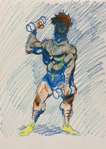 Gay Interest Man Portrait Cubist Picasso Male Pastel Drawing On Paper 9x12 2024 - Picture 1 of 1