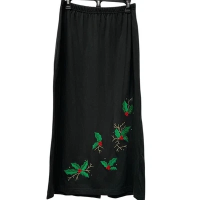 VTG. Quacker Factory Christmas Skirt Medium Holiday Party Holly Sequin 90s - Image 1 of 4