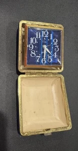 Equity Wind Up Vintage Quartz Analog Fold-Up Travel Alarm Clock Blue Face - Picture 1 of 10