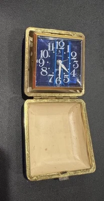 Equity Wind Up Vintage Quartz Analog Fold-Up Travel Alarm Clock Blue Face - Image 1 of 4