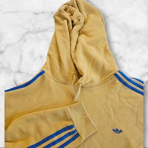 Adidas Mini Shmoo Skateboarding Hoodie Yellow Blue Trefoil Logo Pullover Size L - Picture 1 of 14