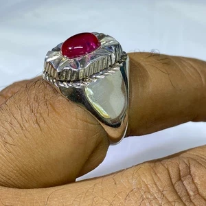 Anello WOW pietra rubino naturale argento sterling 925 - 7,7 g 10 gioielli unici USA - Foto 1 di 8