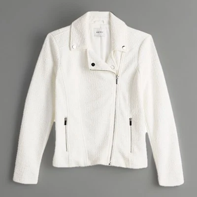 NWT Nine West Textured Knit Moto Jacket Women's Size Large in White - Image 1 of 4
