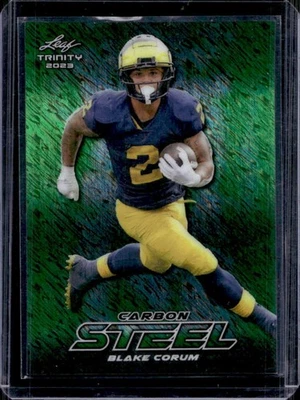 2023 Leaf Trinity Mega Box Blake Corum Steel Shimmer Green #4/5 - Image 1 of 2