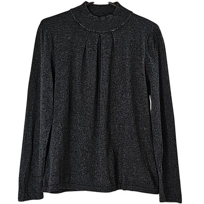 Womens Sz XL Heathered Gray Pleated Mock Neckline Investments Sweater - Image 1 of 4