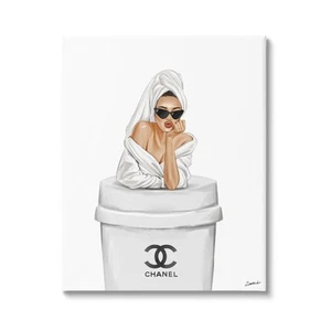 Girl in Robe Morning Coffee Canvas Wall Art Design by Ziwei Li - Picture 1 of 6