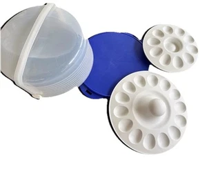 Tupperware Round Cake Taker Blue Clear Locking Lid 12” w/Egg Holder - Picture 1 of 8